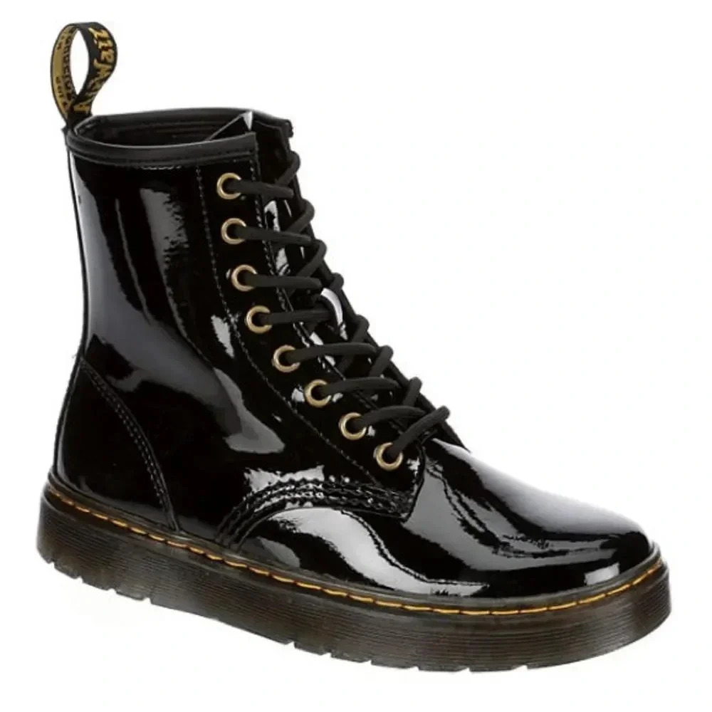 DR.MARTENS WOMENS ZAVALA COMBAT BOOT‎ - BLACK SIZE 7